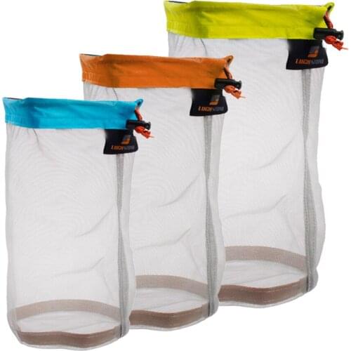Ultra Stuff Sacks Nylon Mesh Drawstring Storage Bag for Travelling Hiking Set of 3 Cosas sacos de malla sacs a maille