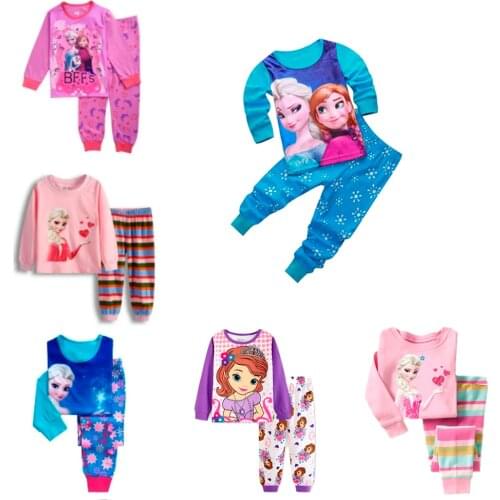 Spring Childrens Pajamas Sets Cartoon Frozen Anna Elsa Cars Spiderman Minnie Kid Pyjamas Baby Boy Girls Baby Sleepers Sleepwear