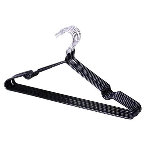 10 pcs/lot Children Adult Non-Slip Metal Shirt Trouser Hook Hangers Coat Hanger Clothes Accessories Rack (black)