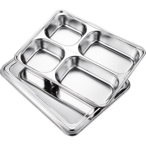 High Quality Divided 4 Compartment Bento Box Metal Stainless Steel 304 Lunch Bento Box Food With Lid
