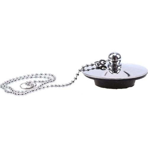 Stainless Steel Bathroom Sink Plug Chrome Plated Bath Tub Drain with Chain Basin Bathtub Stopper Bathroom Accessories Storage