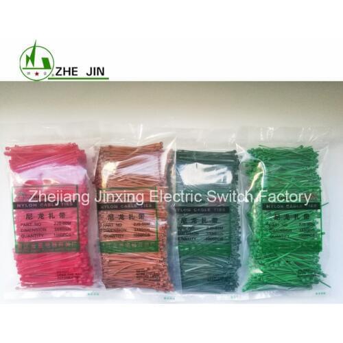 ZHEJIN(1000pcs)ZJ-3*80(3.2" X14lbs)Colour Nylon Cable Tie green/black green/brown/red Color Plastic Zip Trim Wrap (width:1.9mm)