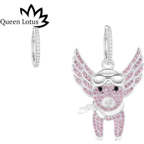 Queen Lotus New Statement Earrings Women Fashion Animal Drop Earrings Jewelry Dangle Earrings AAA Zircon Asymmetry