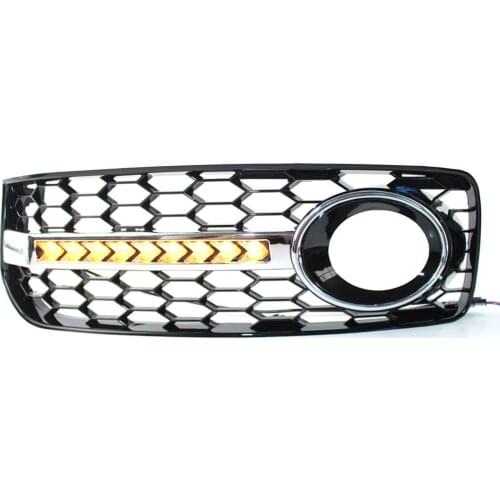 1 Pair Car Fog Light Lamp Cover Mesh Front Grille Grill with LED Lights Fit for Audi A5 S Line S5 B8 RS5 2008-12 Auto Parts