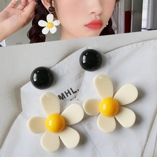 10 PCS Fashion Style Resin Acrylic Flowers Charms Round DIY Earring Accessories For Jewelry Making