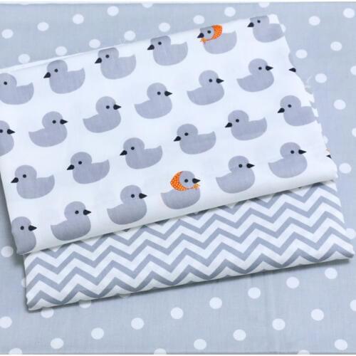 100% cotton cartoon gray duck zigzag big dots twill cloth DIY for bedding cushions home decor handwork patchwork fabrics tela