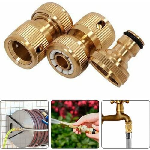 3Pc Brass Joints Quick Connector G1/2'' G3/4''double-joint 16mm Standard Connector Tap Set Garden Kit Water Hose Fitting Tool