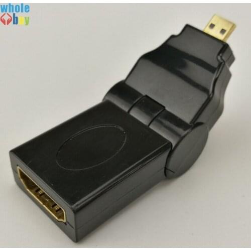 300pcs Micro HDMI-compatible To HDTV Female Adapter 180 Degree Rotating 90 Right Angle Adapter Convertor Cable for Tablet Camera