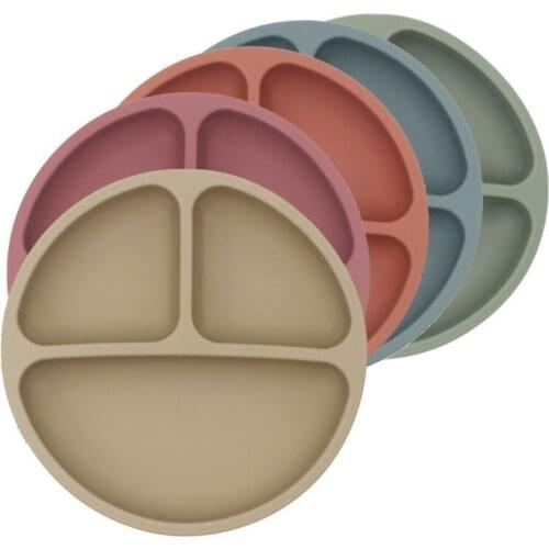 7Pcs Baby Silicone Cartoons Plate Self-Feeding Suction Children Tableware Set M15