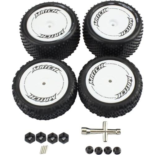 4Pack of 82.4mm Front and Rear Wheel Tires w/ Wrench Accessories for WLtoys 104001 Off Road Vehicles Buggy DIY Parts