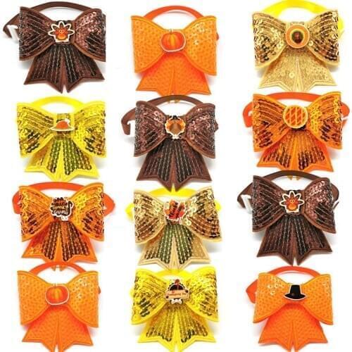50/100pcs Thanksgiving Dog Accessories Pet Cat Dog Bow Tie Fall Pet Bow Ties Small Middle Dog Bowtie Collar Grooming Accessories