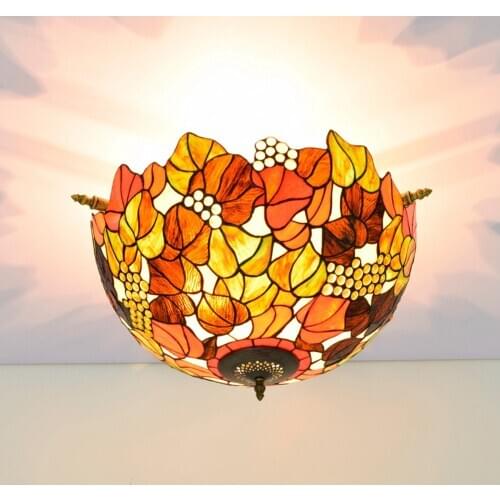 55cm Vintage Handmade Creative Grape Colored Glass Living Room Restaurant Bar Bedroom Art Half Ceiling Lamp