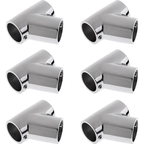 6pcs Marine Stainless Steel Boat Hand Rail 60 Degree T Fitting 7/8" Tube