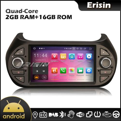 Erisin EU Stock 5125 7" Android 10.0 GPS DAB Carplay SWC BT TPMS OBD2 Car Radio for Fiat Fiorino Citroen Nemo Peugeot Bipper