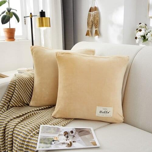 Velvet Pillow Case Solid Color Throw Pillow Case Candy Colour Decorative Pillowcases funda de almohada kussensloop
