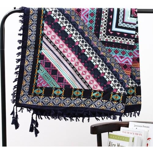 Large Fringed Russian National Square Scarves Women Winter Handkerchief Bohe Style Printed Shawls Ladies Retro Bufanda Bandana