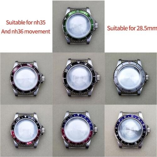 Stainless Steel Case 39.5mm Aluminum Bezel Watch Accessory for Japanese NH35/NH36 Movement
