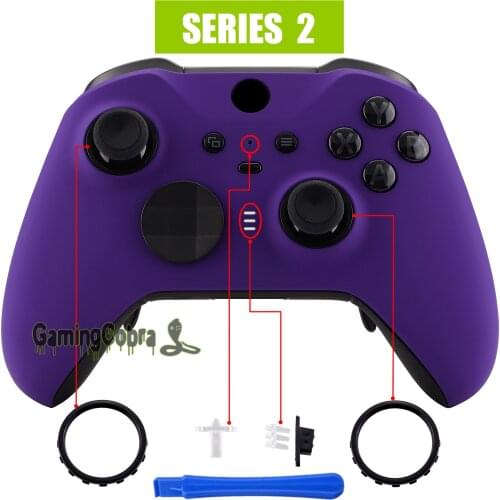 EXtremeRate Purple Soft Touch Faceplate Front Housing Shell Case Replacement Kit for Xbox One Elite Series 2 Controller