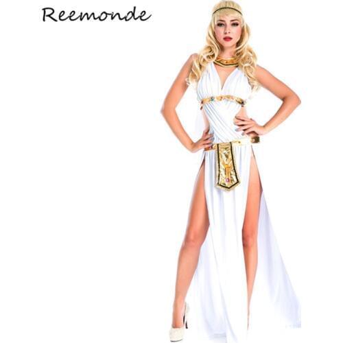 Greek Goddess Cosplay Costumes Cleopatra Egypt Roman White Sexy Dresses In Women Girls Halloween Party Fancy Dress Costumes