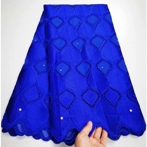 Royal Blue Swiss Voile Lace In Switzerland African Cotton Fabric 5Yards For Dress Nigerian Coton Material Cloth Africain YC13