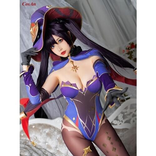 Hot Game Genshin Impact Mona Cosplay Costume Sexy Combat Jumpsuits Female Halloween Party Role Play Clothing A Limited Edition