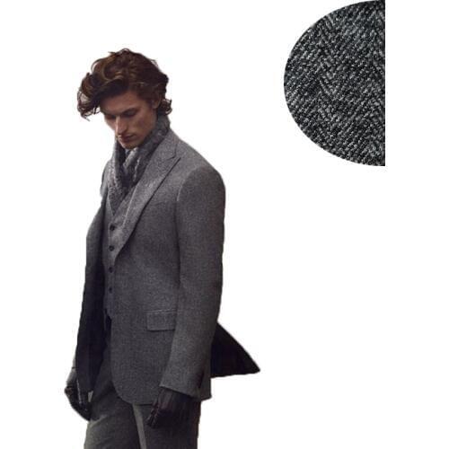 Grey Mans Suits For Wedding Tweed Tuxedos Groom Wear Wedding Suit Prom Dresses Business Suit Three Piece Suit(Jacket+Pants+Vest)