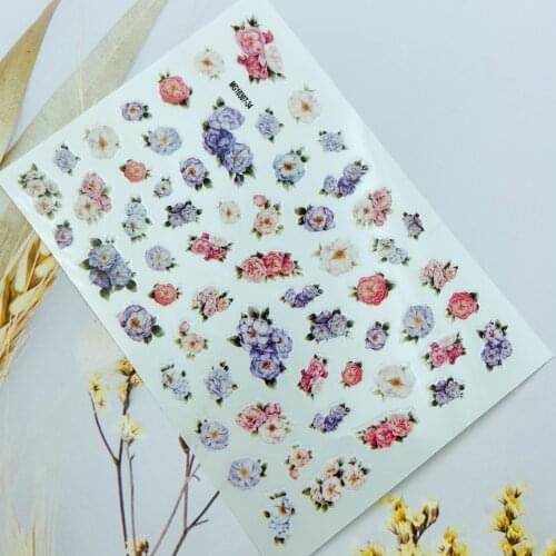 DIY Back Glue Adhesive Embossment Spring Flowers Nail Stickers Fashion Hot Selling New Arrival Dry Nail Decals Manicure Women