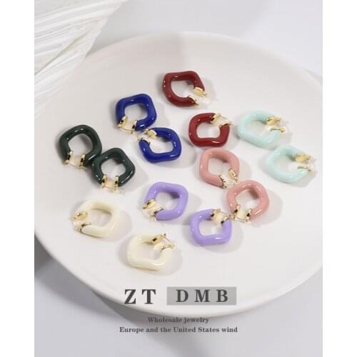 2021 new geometric round earrings online celebrity explosions colorful earrings copper earrings