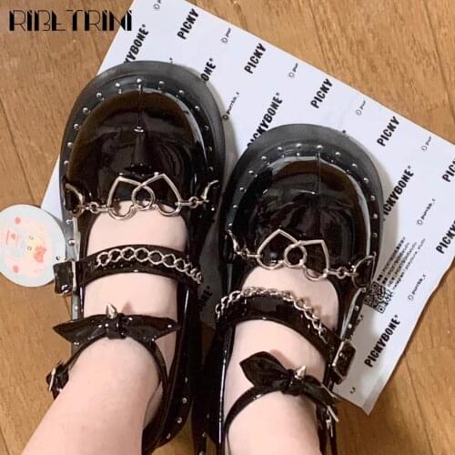 New Brand Sweet Lolita Cosplay Marry Janes womens Pumps Goth Plaftorm Wedges Ladies Shoes Cute Bowknot Chunky High Heels Pumps