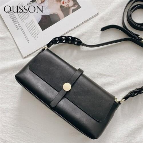 OUSSON 2021 New Design Leather Baguette Bag Exquisite Female Retro Underarm Bag Fashion One Shoulder Bag
