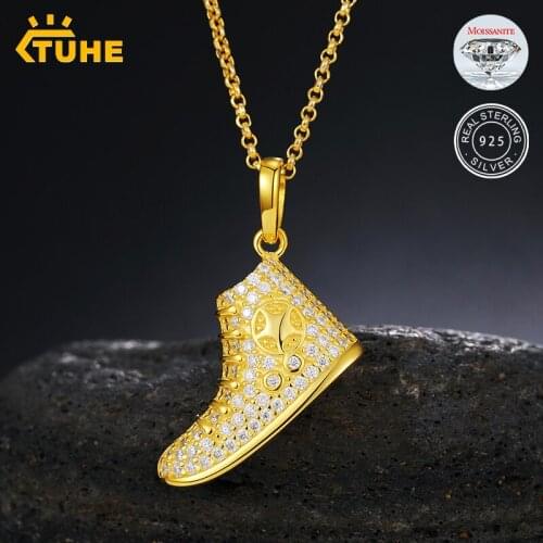 Trendy 100% Sterling Silver 925 Personalized Shoes Bling Moissanite Pendant Necklace For Men Hip Hop Jewelry Drop Shipping