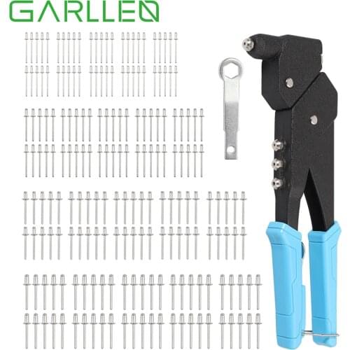 GARLLEN 360° Heavy Duty Rivet Gun Hand Riveter Gun Set with 200PCS Stainless Steel Rivets for Metal Fastening Riveting Hand Tool