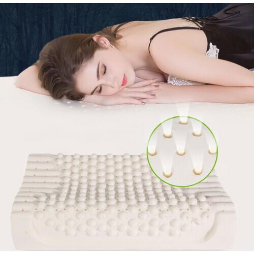 Thailand Pure Natural Latex Orthopedic Pillows Remedial Neck Sleep Pillow Protect Vertebrae Health Care Bedding Cervical Pillow