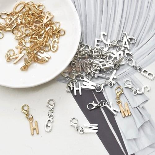 26Pcs A-Z Alphabet Pendants Letter With Clasp Charms for Jewelry Making Bracelet Necklace Crafts Findings