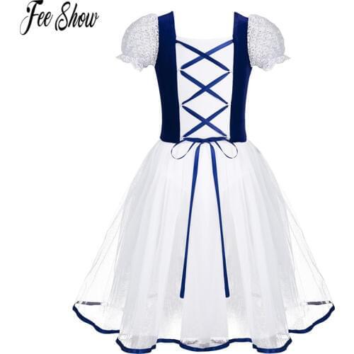 Teen Girls Professional Ballet Dresses Velvet Long Tulle Skating Dress 3-12Years Kids Ballet Dance Gymnastics Leotard Tutu Dress