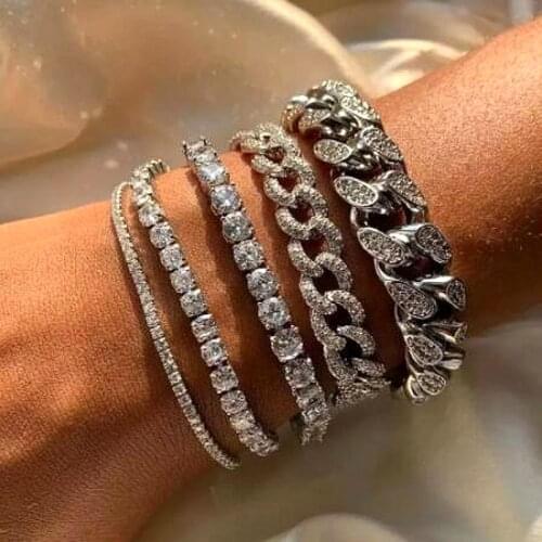 Luxury Tennis bracelet White Yellow Gold Filled 8mm AAAAA Cz Party Wedding bracelets for Women Men Hiphop Bracelet