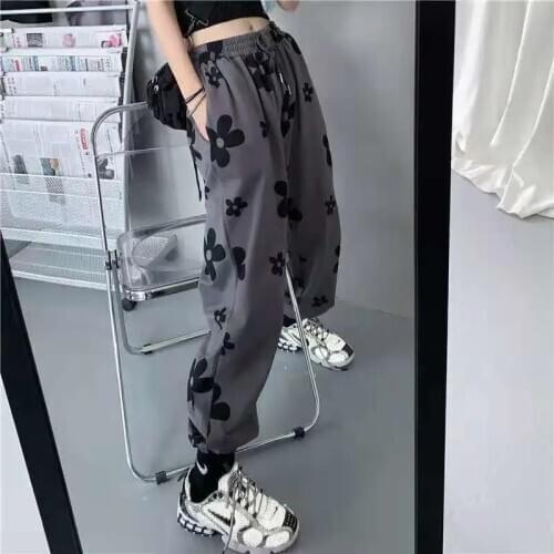 High Waist Women Loose Jogger Pants Fashion Printed Hip Hop Streetwear Trousers Woman Elastic Waist Casual Pant Harem Trouser