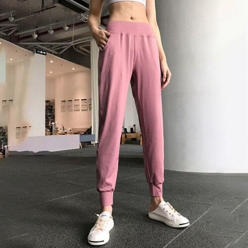High-waisted feet and fast-drying sports trousers women loose gym autumn thin running breathable yoga pants plus size pants