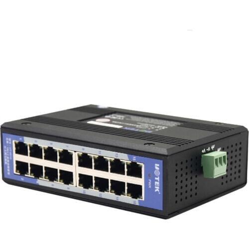 UT-6516 16 port industrial grade non-managed Ethernet switch 10/100Mbps auto negotiation full duplex half duplex Auto MDI/MDI-X