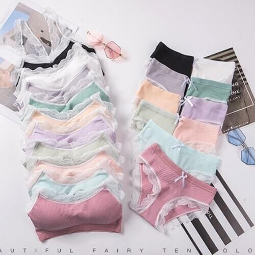 Training Bra for Girls Teens Underwear Women Set Cotton bras for Teenagers Lingerie Lace Bra and Panty Bralette Ropa Interior