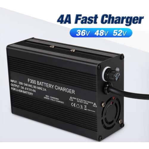 Lithium battery charger 36V 48V 52V 4A fast charger 42V 54.6V 58.8V li-ion battery pack charger ebike electric bike DC XLR RCA