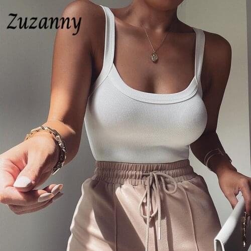 Zuzanny Rib White Square Neck Bodysuit Women Sexy Bodycon Jumpsuit Solid Elastic Casual Tank Camis Party Summer Bodysuits Body