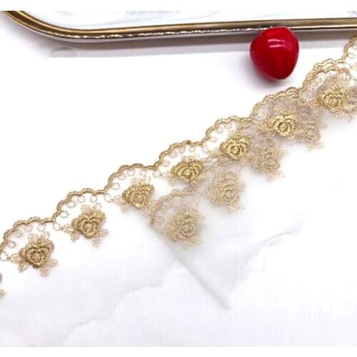 1yard/lot Width:5.2cm Exquisite Gold Line Lace Net Yarn Embroidery Water-soluble Handmade Clothing Accessories (ss-2092)