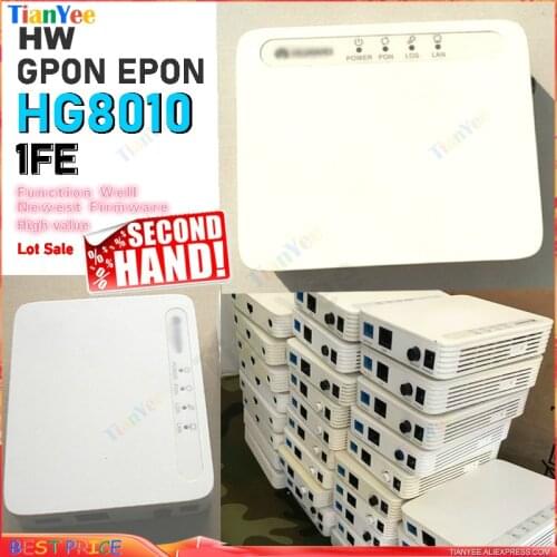 10pcs 80-New HUAWEI HG8010 1FE GPON EPON Terminal ONU Huawei ont FTTH fiberhome Secondhand modem English Language ONT