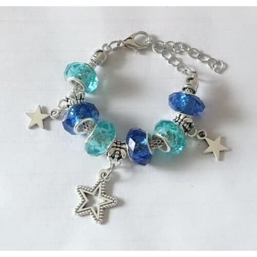 10PCS/Lot Fashion Jewelry Beaded Bracelet Blue Bead Star Charm Bracelets for Women Girls Pulsera