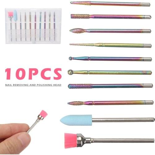 10pcs Nail Drill Bits For Removing Gel Polish Nail File Buffer Pedicure 3/32" Tungsten Carbide Manicure Pedicure Electric Files