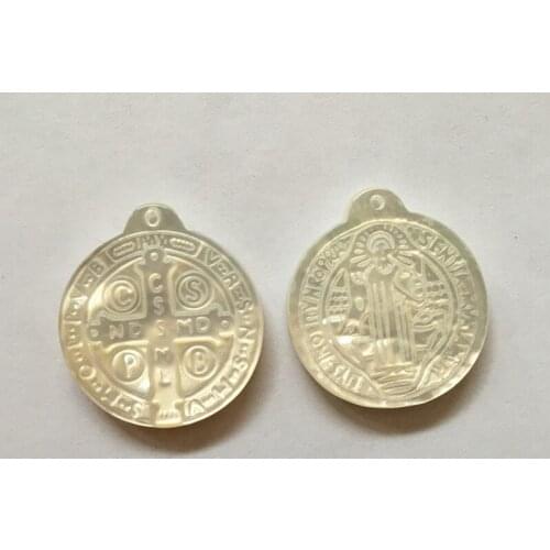 100PCS/Lot Wholesale Price San Benito and Cross Mother Of Pearl Shell Cross and Jesus Portrait For DIY Jewelry