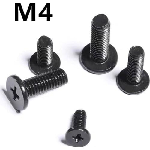 100PCS M4x4/30mm Black 304 Stainless Steel Cross Phillips Ultra Thin Super Low Flat Wafer Head Screw Bolt For Laptop Computer CM