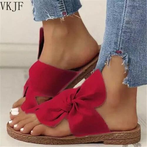 2021 Fashion Summer Sandals Shoes Women Bow Summer Sandals Slipper Indoor Outdoor Flip-flops Beach Shoes Female Slippers