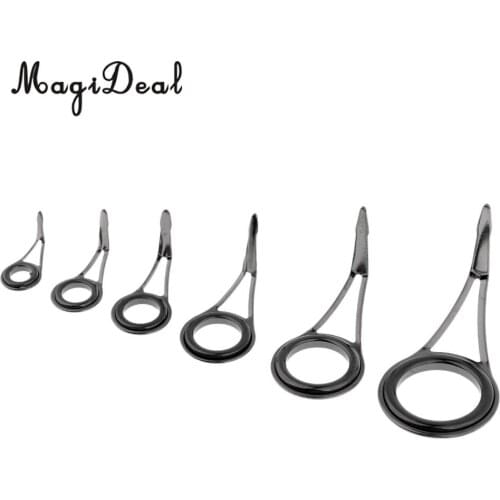 6pcs/lot Fishing Rod Eyes Ceramic Ring Fishing Rod Guides Line Repair Rings Kit, 6 Mixed Sizes